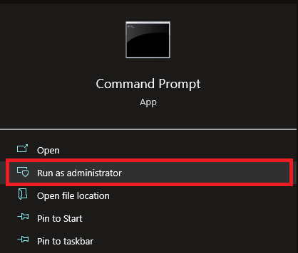 Image showing how to open command prompt as Administrator