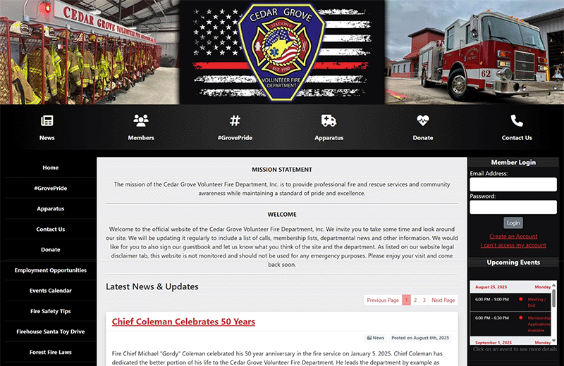 New Website Launch: Cedar Grove Volunteer Fire Department (Station 6)